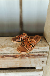 Sierra Bloom Tooled Leather Sandals