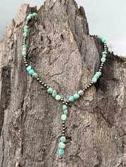 Sterling Silver Mesa Aqua Beaded Lariat Necklace