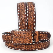 Desert Wildflower Hand-Tooled Leather Belt
