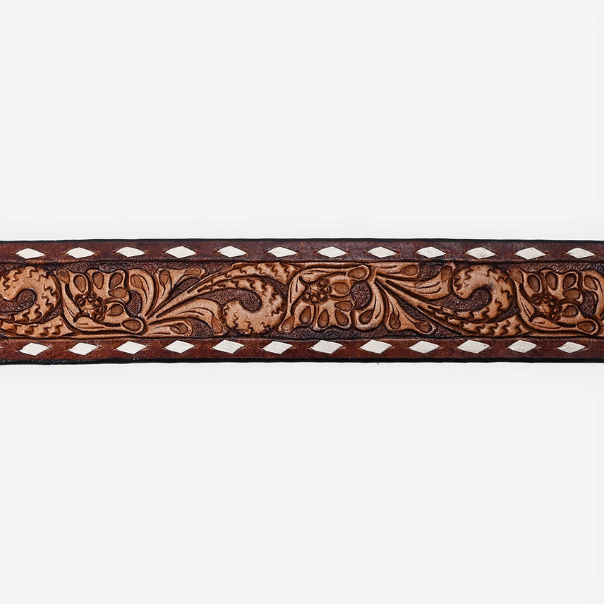 Desert Wildflower Hand-Tooled Leather Belt