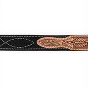 Hand-Tooled Floral Leather & Suede Belt