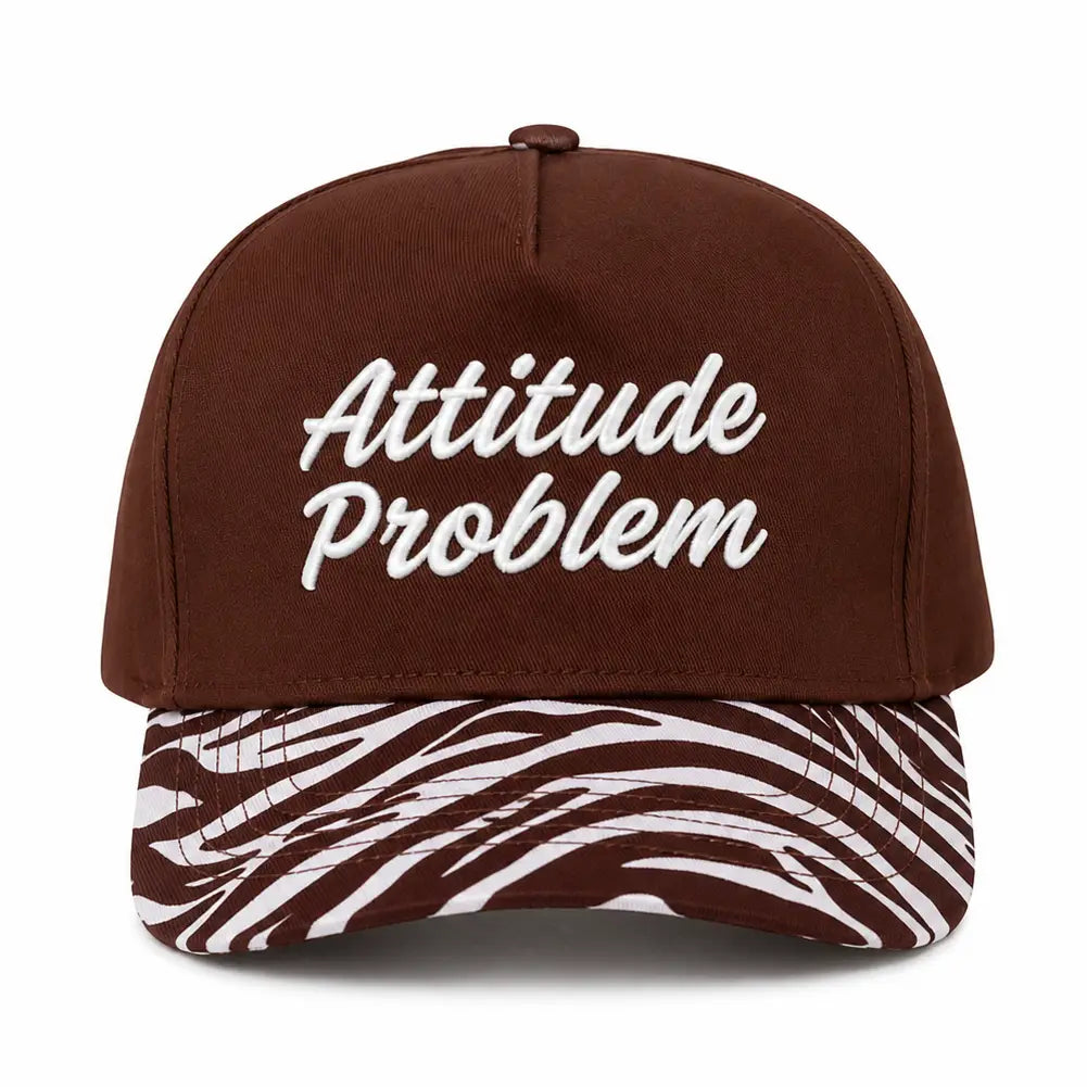 Attitude Problem Zebra Embroidered Trucker HatBrown