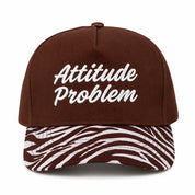 Attitude Problem Zebra Embroidered Trucker HatBrown