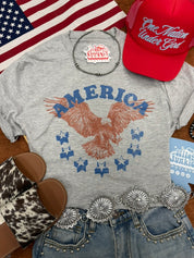 Patriotic Eagle Stars Graphic TeeGrey