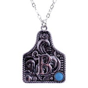Sterling Silver Cattle Tag Initial Necklace