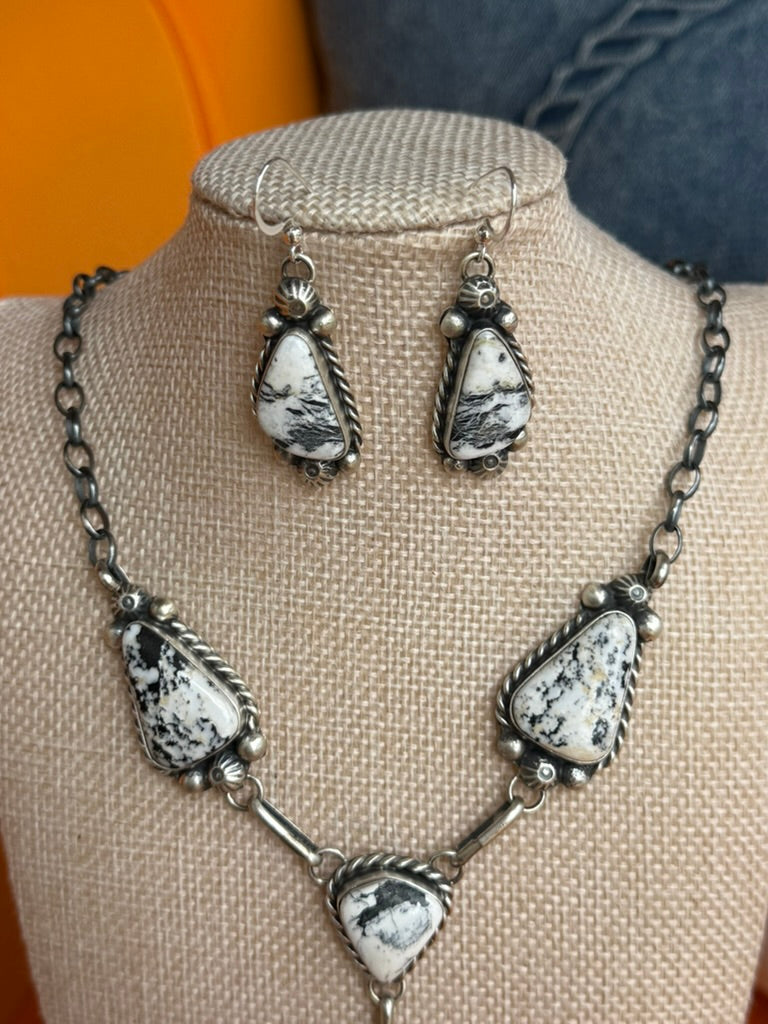 High Desert White Buffalo Necklace & Earrings Set