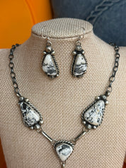 High Desert White Buffalo Necklace & Earrings Set
