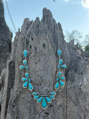 Western Turquoise Leaf Cluster Necklace