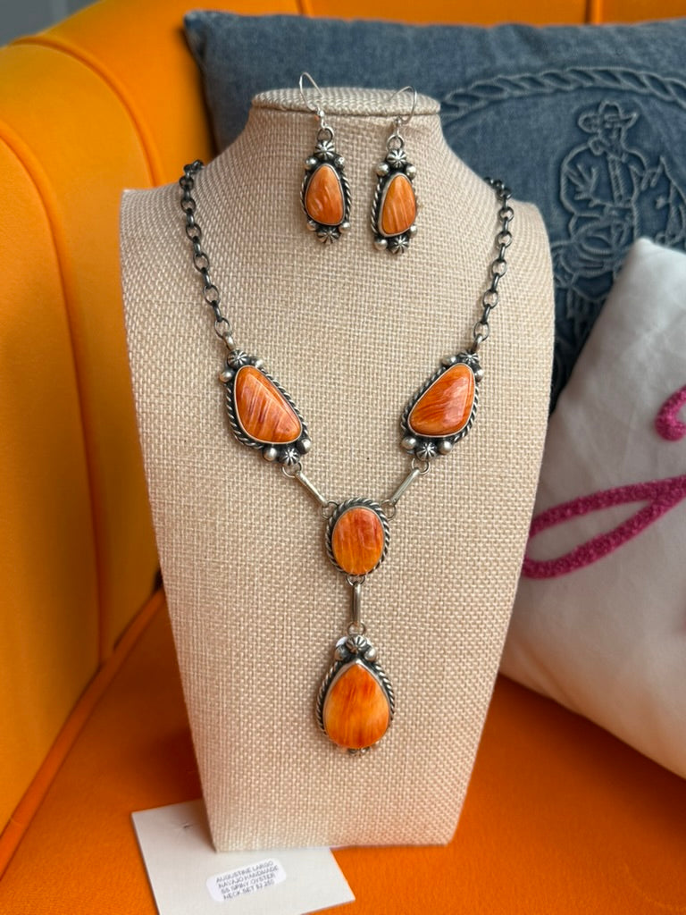 Spiny Lariat Necklace And Earring Set
