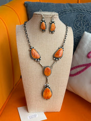Spiny Lariat Necklace And Earring Set
