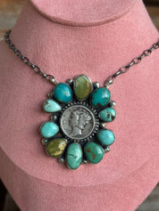 Authentic Mercury Coin Cluster Pendant Necklace