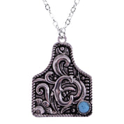 Sterling Silver Cattle Tag Initial Necklace