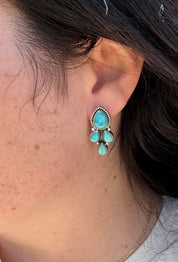 Twisted Teardrop Turquoise Cluster Earrings