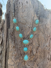 Canyon Pearl Turquoise Lariat Necklace
