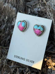 Cotton Candy Heart Stud Earrings