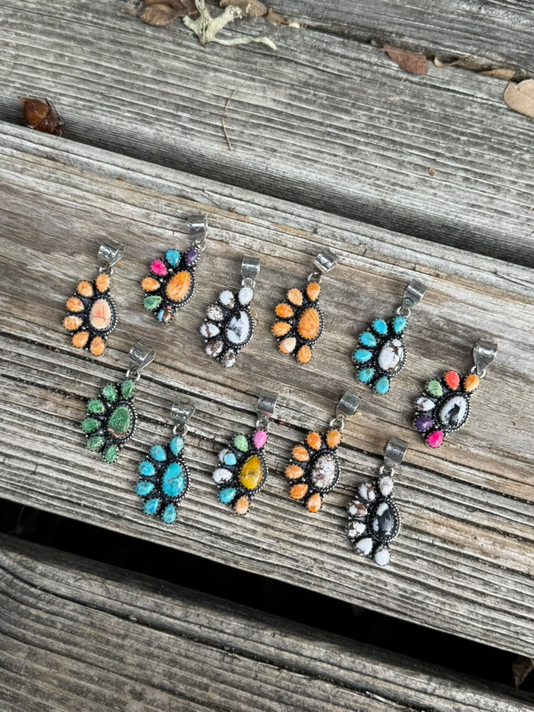 Half Cluster Turquoise Pendant