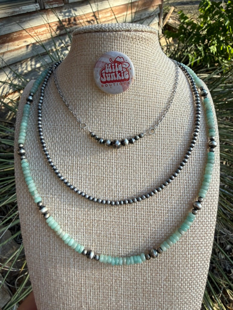 3-pc Sterling Silver and Amazonite Necklace Bundle