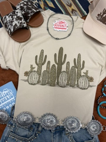 Western Cactus Garden Graphic TeeSand