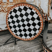 Marfa Leather Checkered Canteen Purse