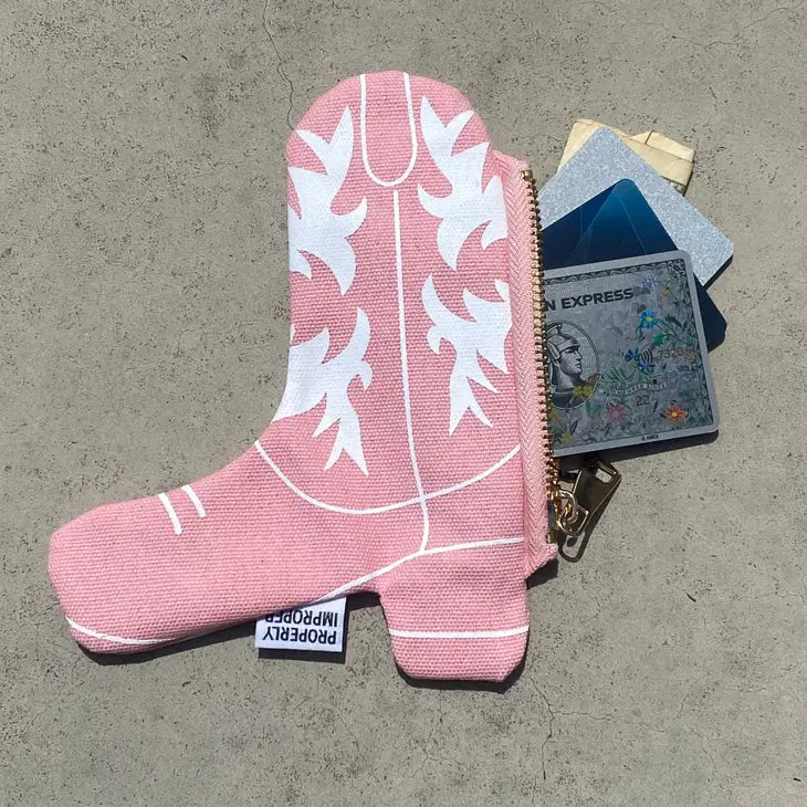 Cowgirl Boot Coin Purse - Pink
