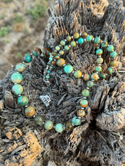 Sterling Silver Round Graduated Turquoise Beaded Necklace