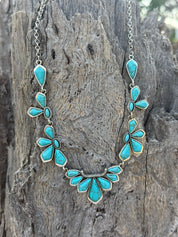 Western Turquoise Leaf Cluster Necklace