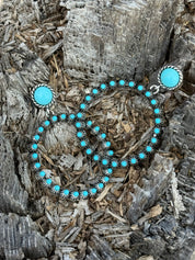 Desert Round Turquoise Beaded Hoop Earrings