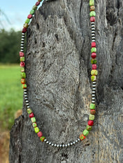 Cherry Limeade Jasper Beaded Necklace