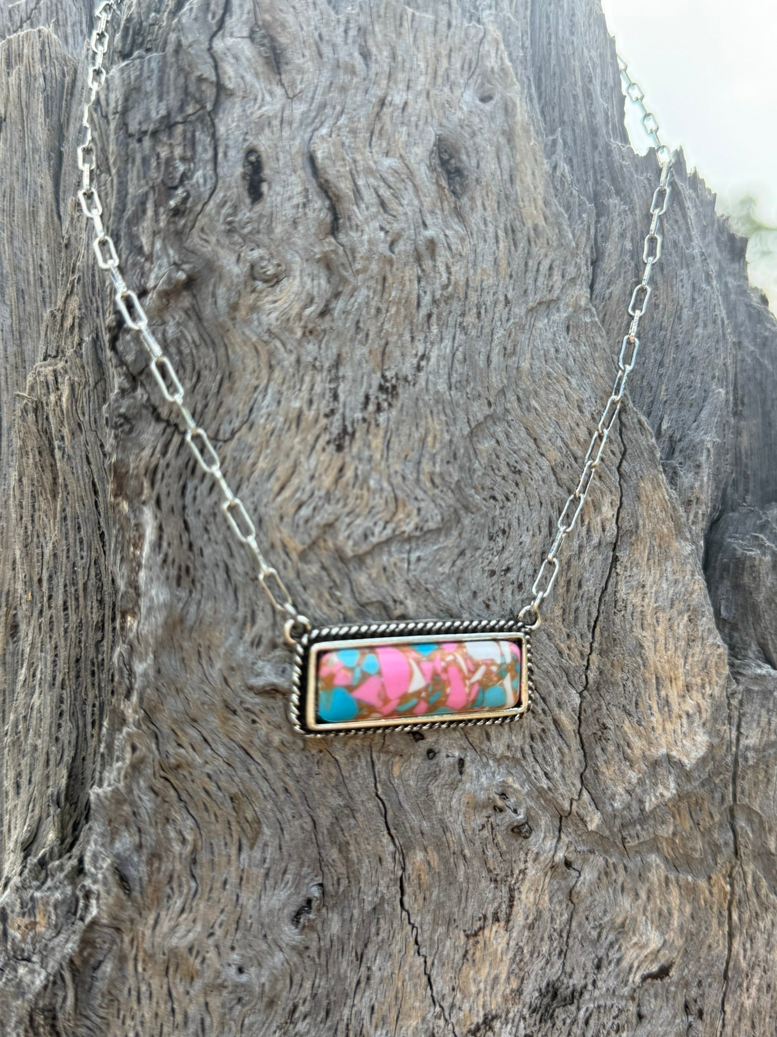 Western Cotton Candy Bar Chain Necklace