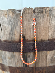 Desert Ember Spiny Oyster Beaded  Necklace