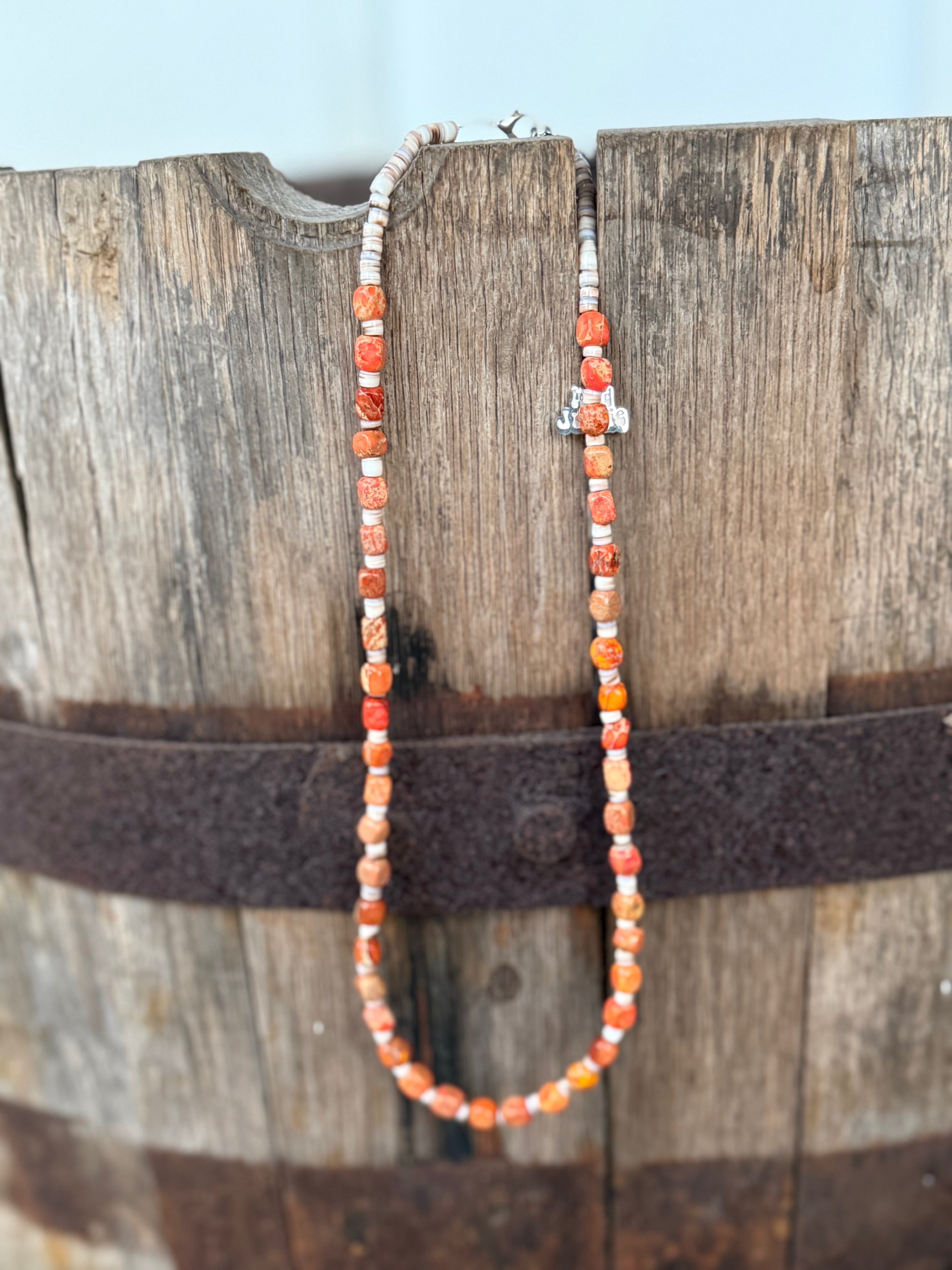 Desert Ember Spiny Oyster Beaded  Necklace