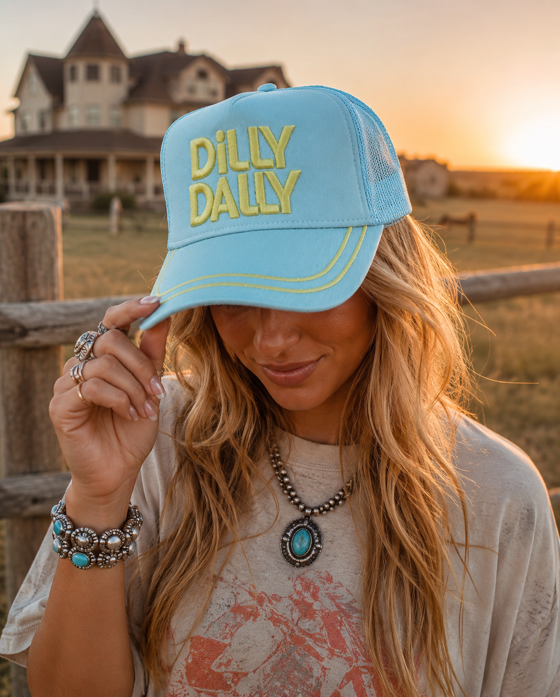 Dilly Dally Embroidered Trucker Hat