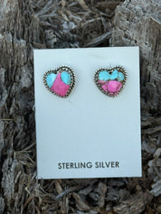 Cotton Candy Heart Stud Earrings