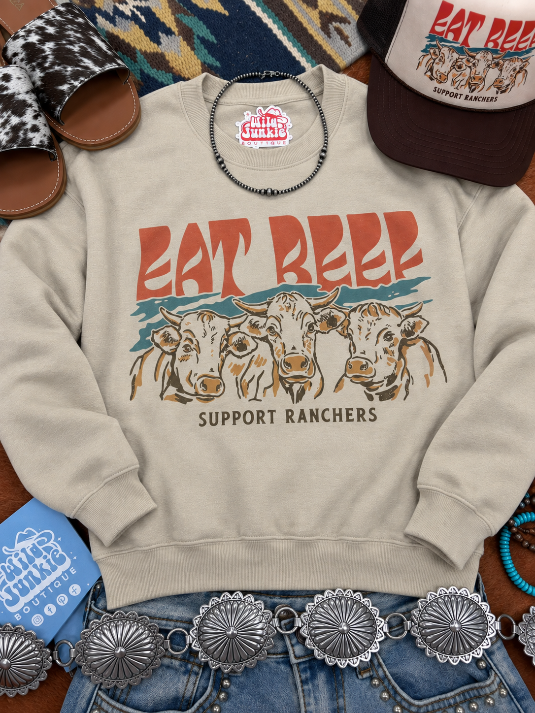 Eat Beef Support Ranchers Graphic SweatshirtSandS