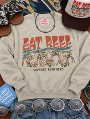 Eat Beef Support Ranchers Graphic SweatshirtSandS