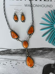 Spiny Lariat Necklace And Earring Set