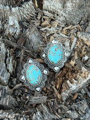 Turquoise Concho Stud Earrings