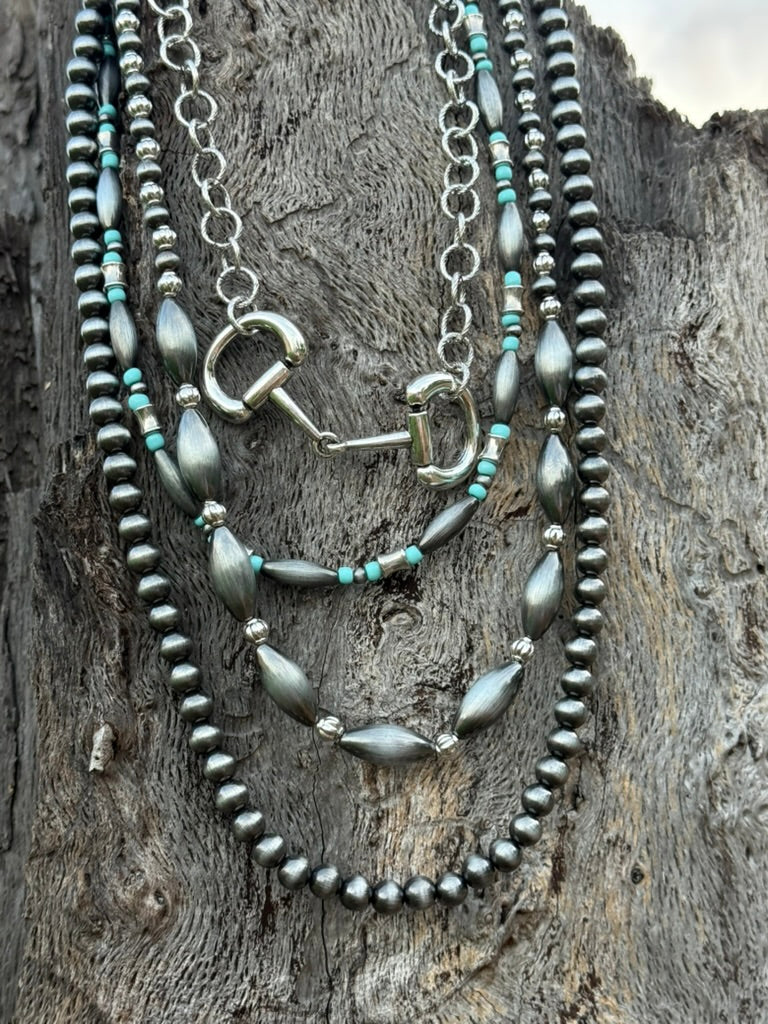 Western 4 Layered Snaffle Bit Beaded Necklace