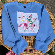 Pink Floral Patchwork SweatshirtBlue