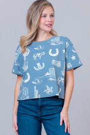 Wild Western Spirit Cropped Print TeeS