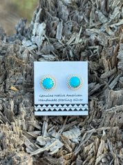 Tiny Turquoise Sterling Silver Stud Earrings