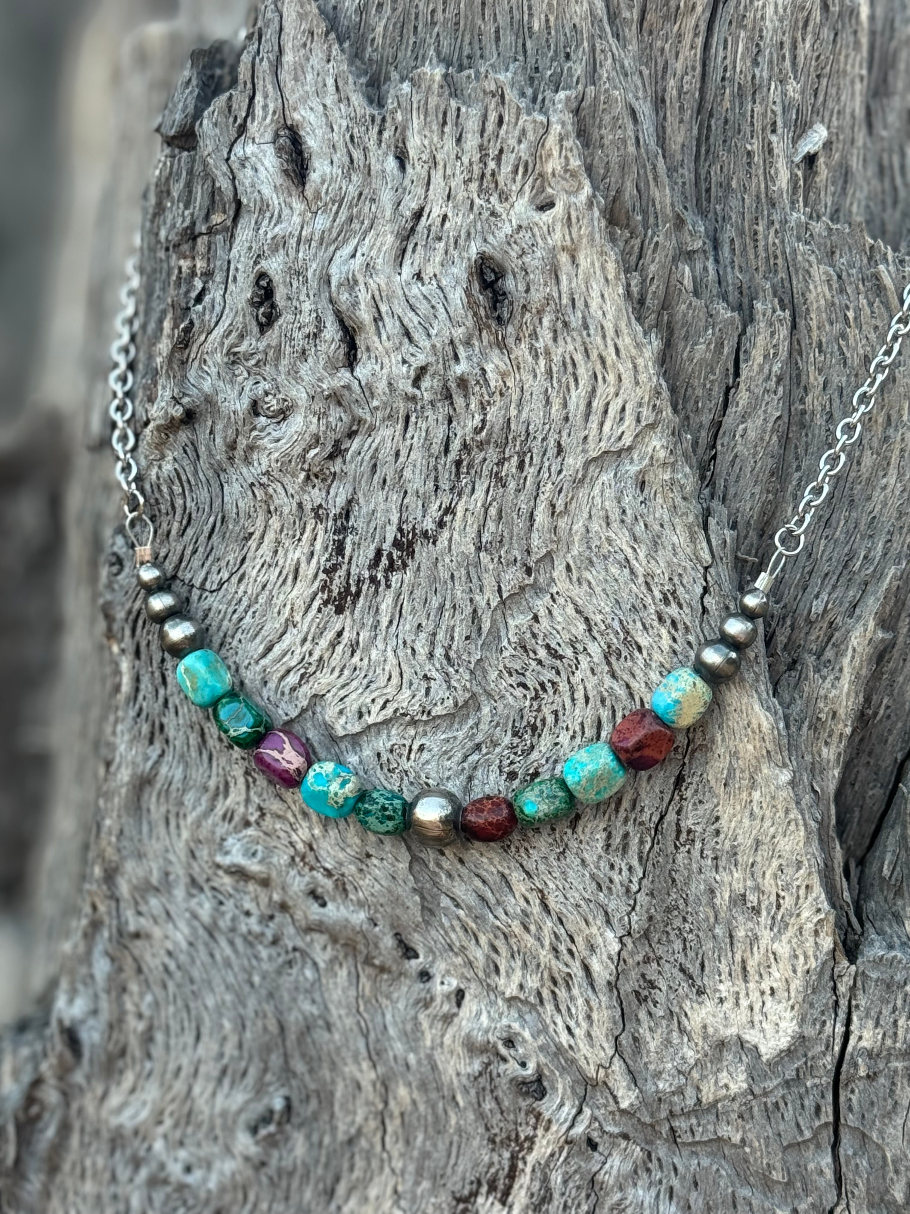 Authentic Jasper Turquoise Chain Necklace