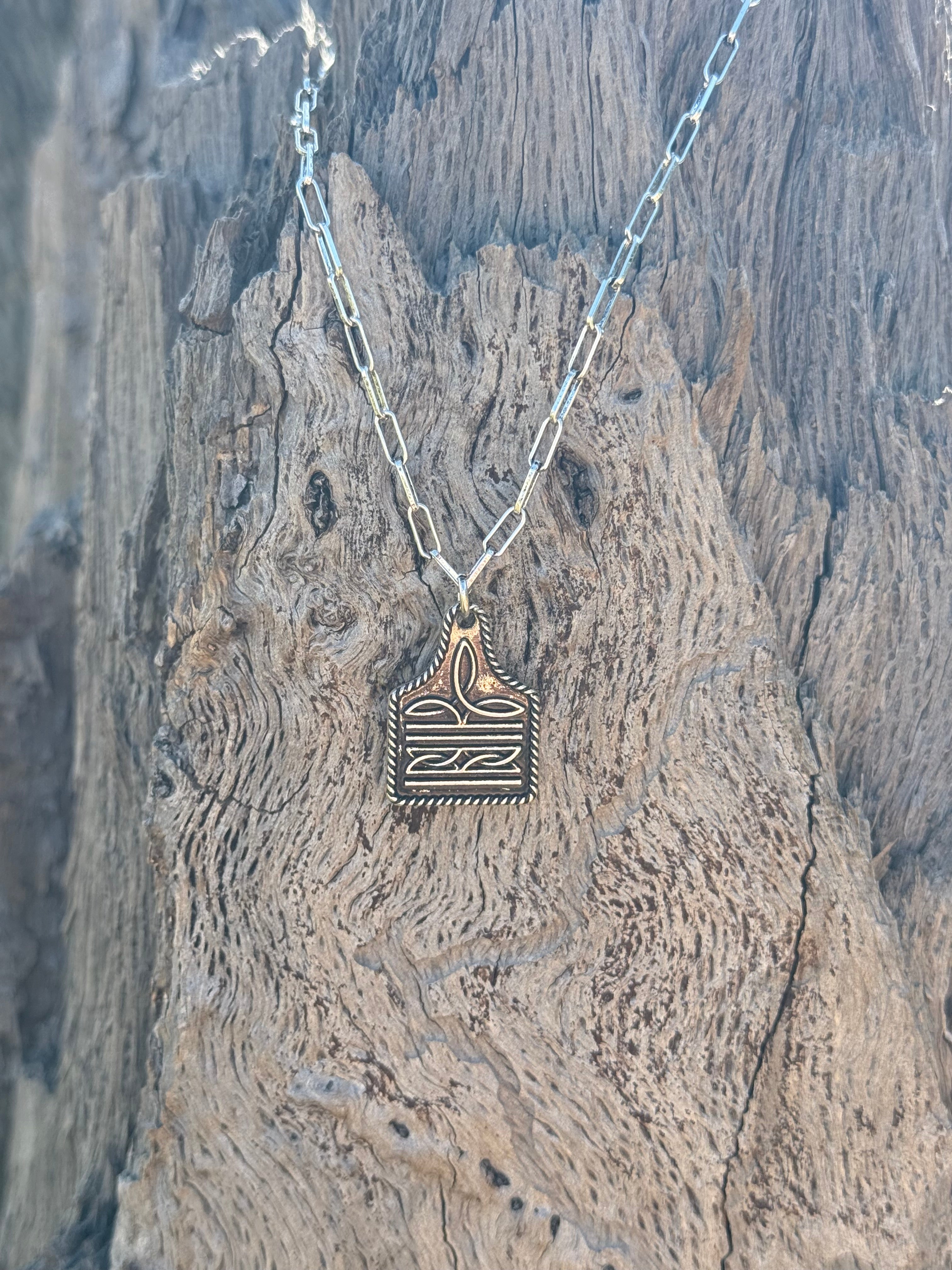 Boot Stitch Cattle Tag Necklace