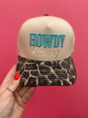Howdy Honey Leopard Embroidered Trucker Hat