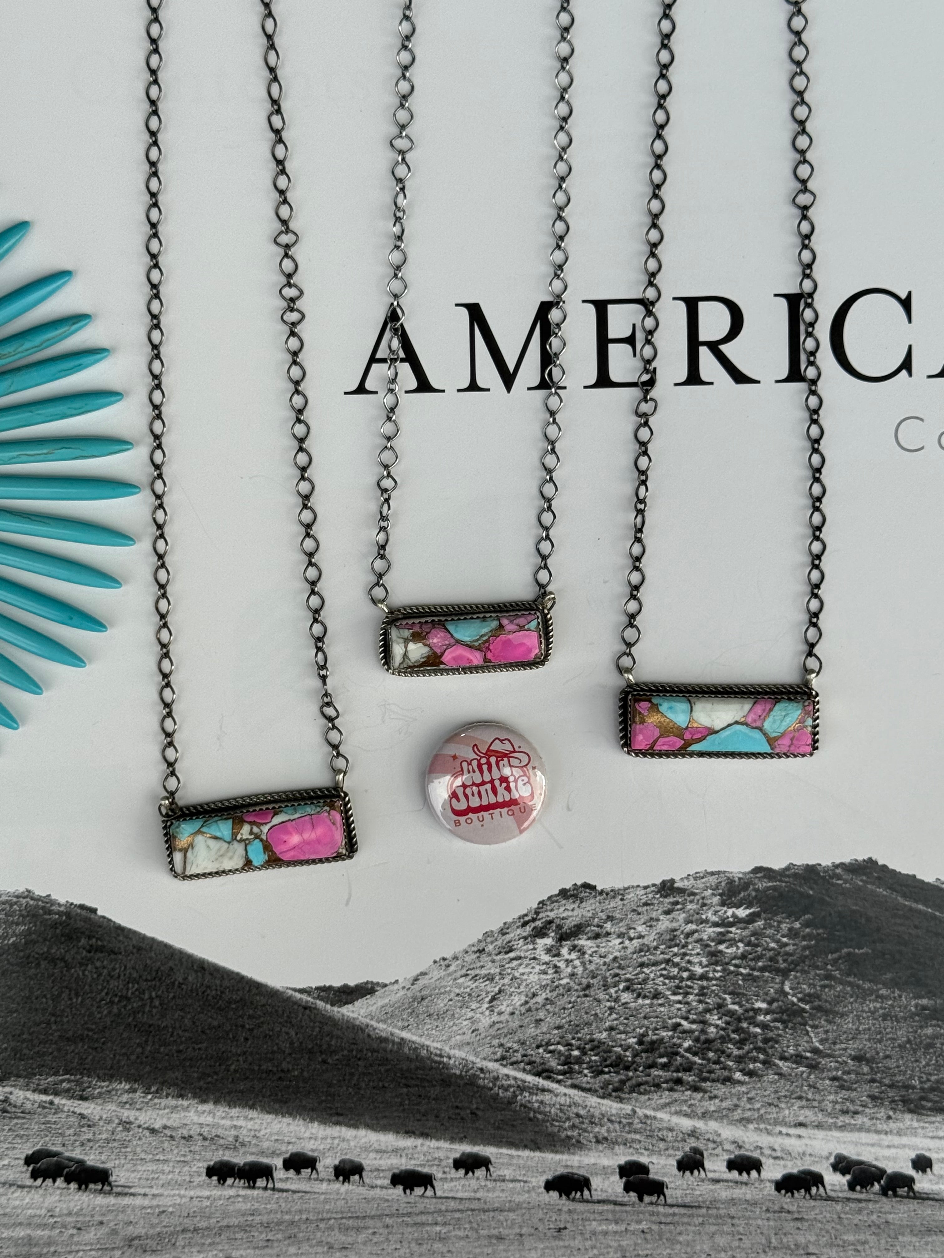 Authentic Cotton Candy Turquoise Bar Necklace