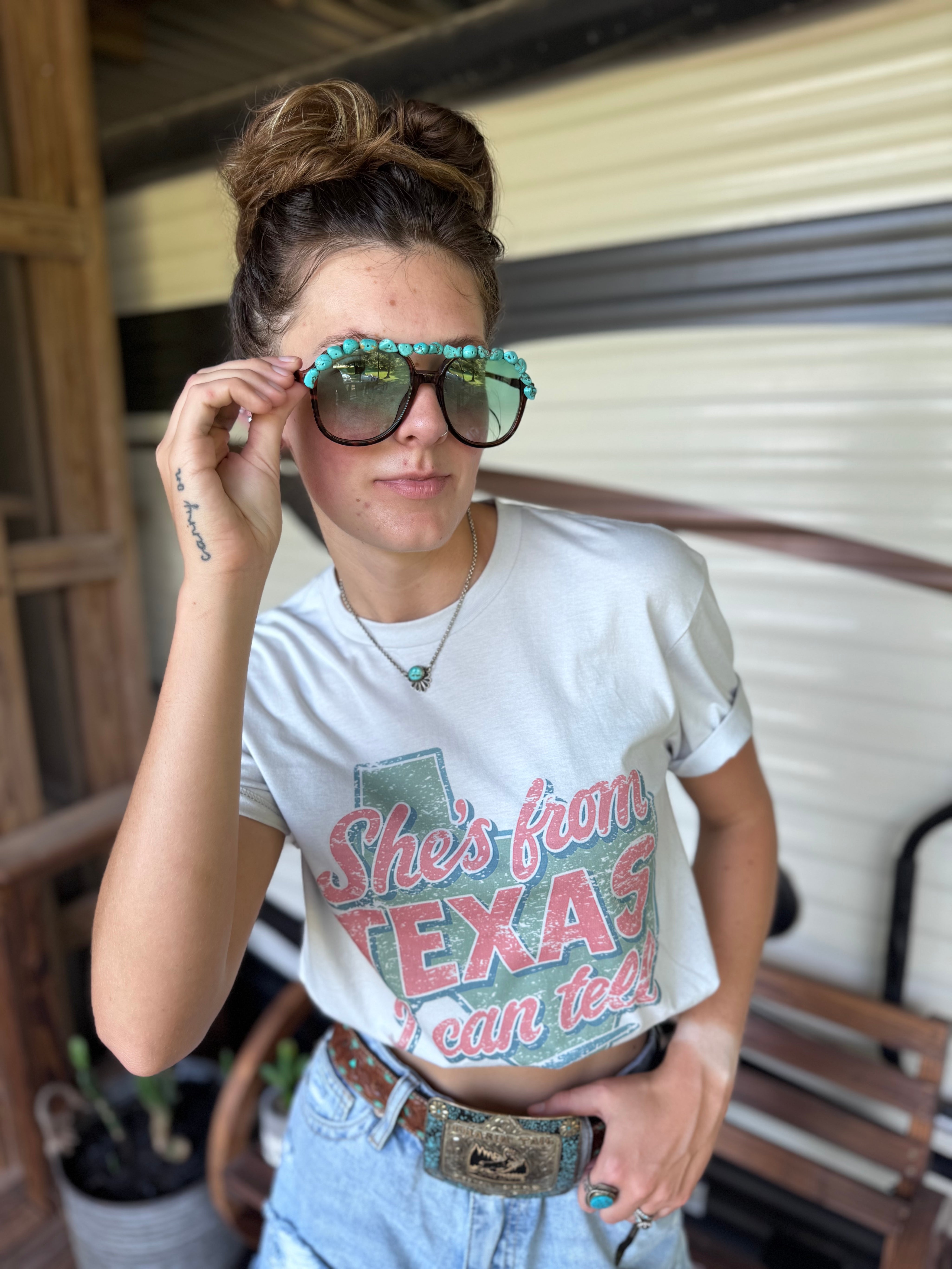 Turquoise Glam Sunglasses