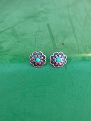 Turquoise Bloom Concho Stud Earrings