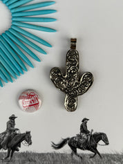 Desert Charm Turquoise Cactus Pendant