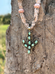 Desert Charm Turquoise Cactus Pendant