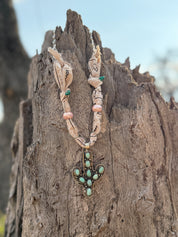 Turquoise Cactus Bandana Necklace